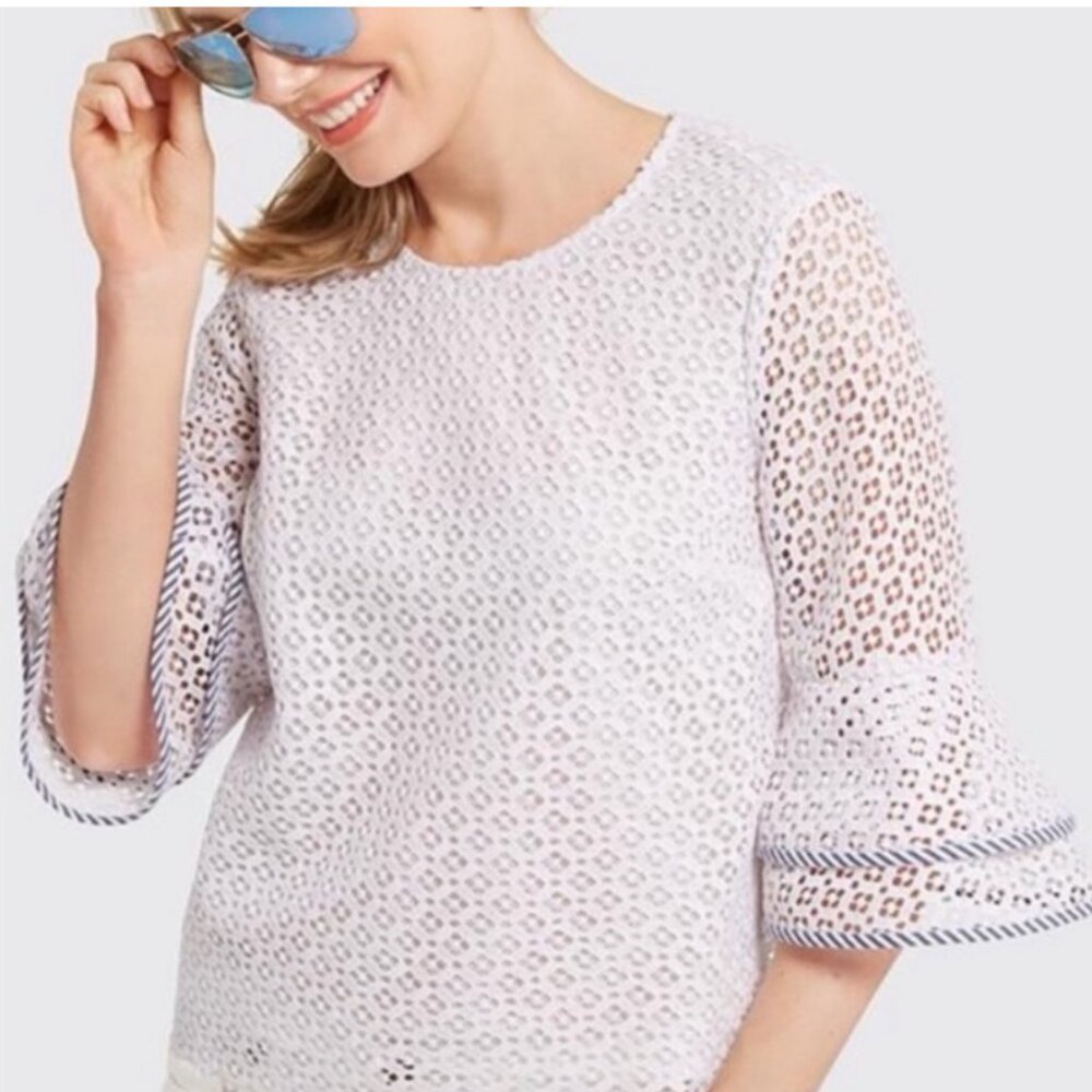 Draper James Lattice Bell Sleeve Blouse